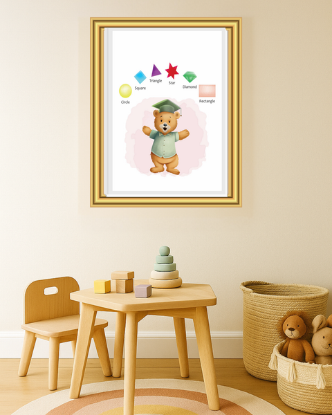 Printable Ed the Ted Shapes Educational Poster (Instant Download) | Circles, Squares, Triangles and more | A3, A4 & 8×10″