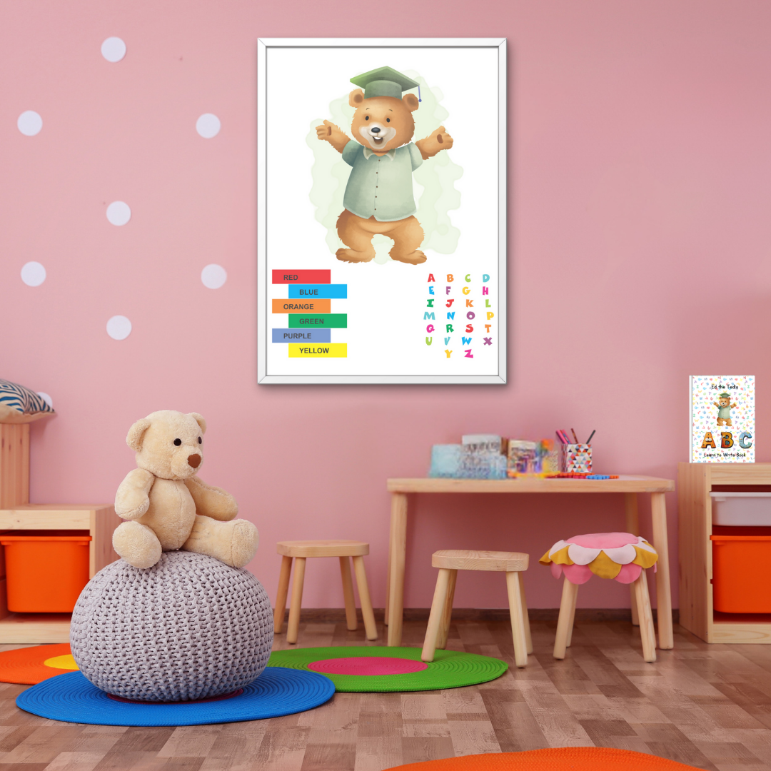 Printable ABC & Colours Educational Poster (Digital Download)– Canvas&Quill