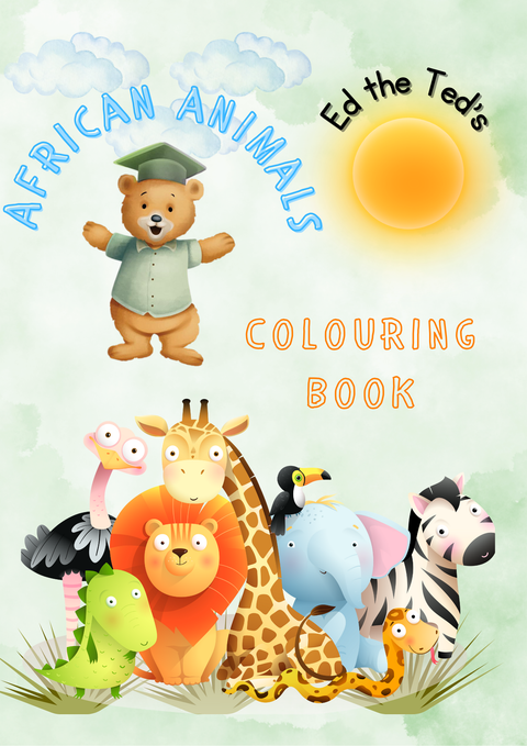 Printable African animals colouring book A4 PDF