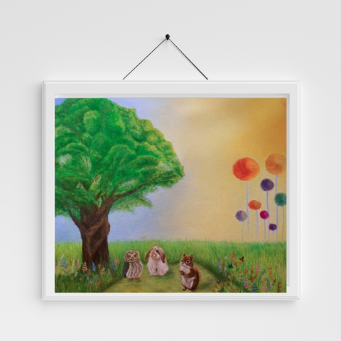 Countryside oil painting print PNG 