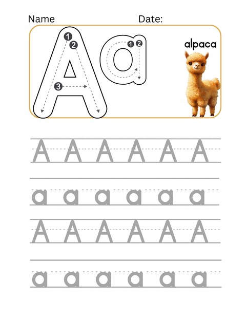 ABC handwriting workbook printable pages for early writing and pencil control.