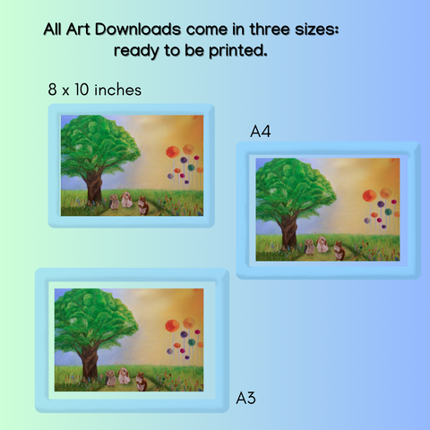 Printable woodland animal scene for children’s room A3, A4, 8 x 10"