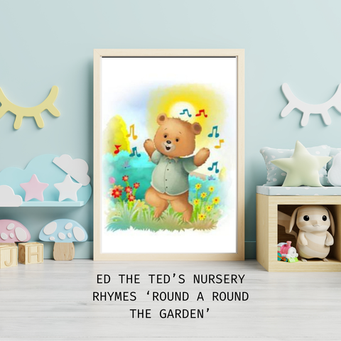 Ed the Ted Round and Round the Garden nursery rhyme poster printable