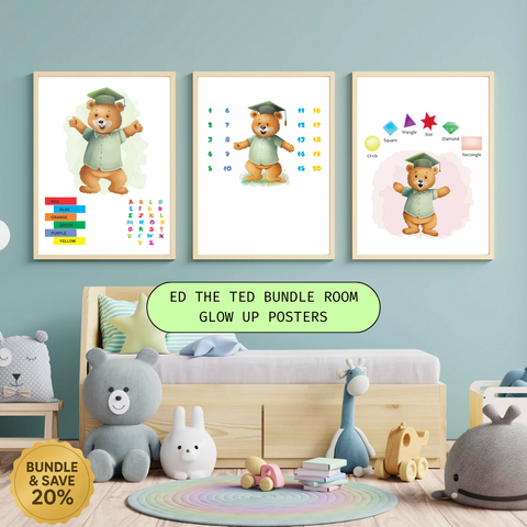 ABC, 123 & Shapes printable poster – A3 A4 8x10 PNG