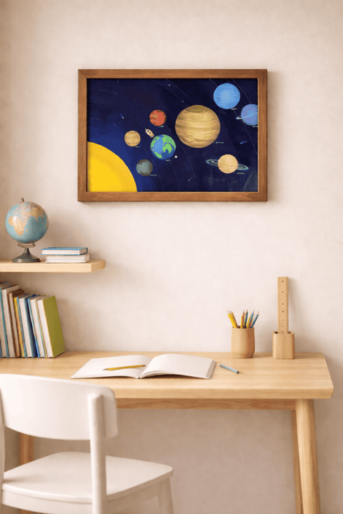 Printable Solar System Oil Painting Print (Instant Download) | A3, A4 & 8×10" | Canvas & Quill