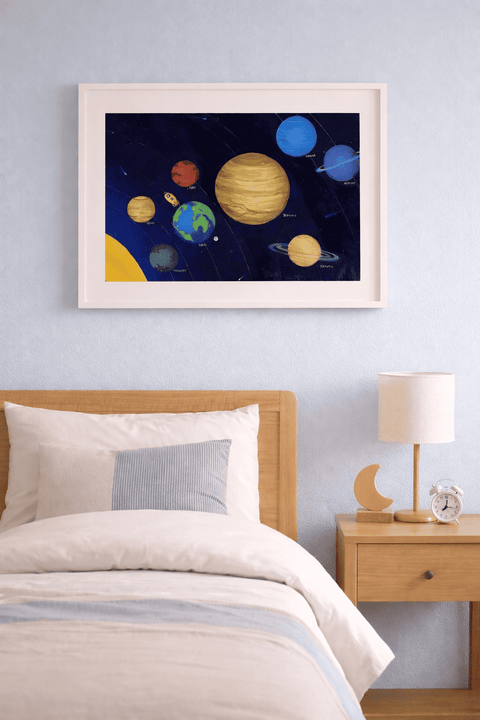 Printable Solar System Oil Painting Print (Instant Download) | A3, A4 & 8×10" | Canvas & Quill