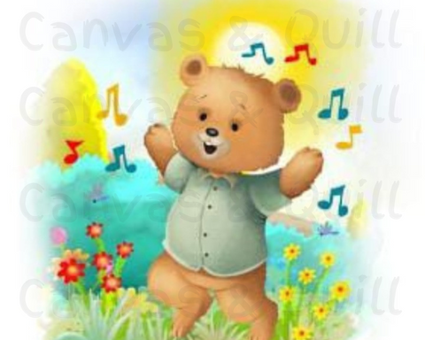 Ed the Ted Nursery Rhymes – Round and Round the Garden Digital Poster Printable Wall Art for Children