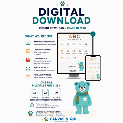 Landing Ready® Alphabet & Sounds Split Wall Charts | Ages 2–6 | Digital Download