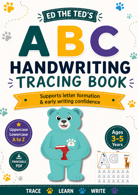 ABC Handwriting Workbook for Children (Ages 3–5) | Letter Formation, Tracing & Early Writing | Ed the Ted™
