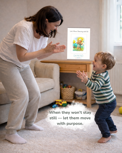 Dancing with Ed movement poster for children supporting focus, coordination, and early learning through active play at home