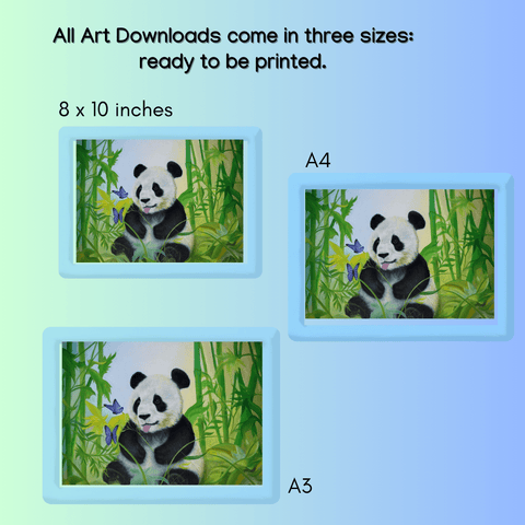 Printable Panda Paradise Oil Painting Print (Instant Download) | Playful Panda Cub in Bamboo Forest | A3, A4 & 8×10″ | Canvas & Quill
